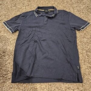 BOSS Parlay 203_N Mercerised Polo Shirt Tipped Collar Navy Blue Size S